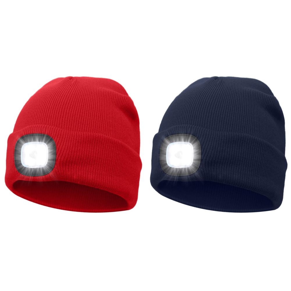 

USB Перезаряжаемая Кепка с Фонариком с 3 Уровнями Яркости 4 Светодиодная Шапка-Бини 8 Часов Мощного Света Подарок для Мужчин Женщин Подростков