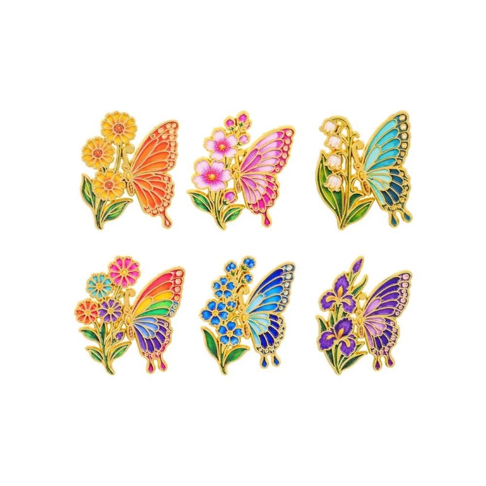 6Pcs Colorful Butterfly Pin Butterfly Shape Decor Badge Fashion Clothing Pin  Gift