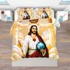 Jesus Christ King Queen Duvet Cover Christianity Bedding Set Western Religion Quilt Cover Blue-green Polyester Comforter Cover