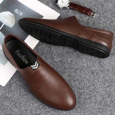 Mens Genuine Leather Shoes Versatile Casual Shoes Slip-on Men Business Loafers All-Match Male Driving Shoes Moccasins Boat Flat