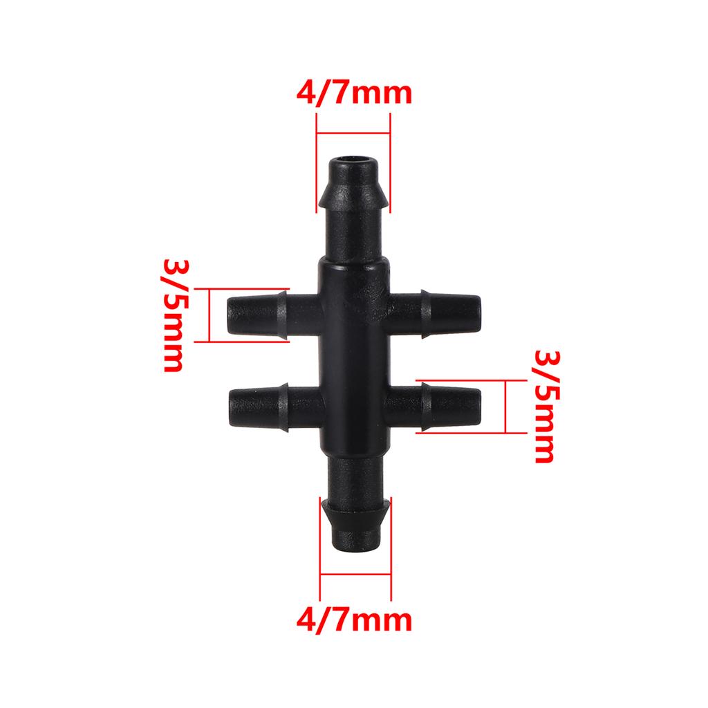 3/5mm To 4/7mm Hose Splitters Barbed Straight Tee 4-Way 6-Way Water Shunt Connectors Micro-Sprinkler Drip Irrigation Accessories