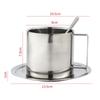 Coffee Mug Set with Plate and Spoon Stainless Steel Coffee Mug Vietnamese Coffee Cup Portable Milk Cup Double Walled for Cafe