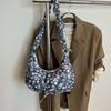 Bow floral pleated cloud bag women's small fresh high-value shoulder underarm bag casual messenger canvas bag bag