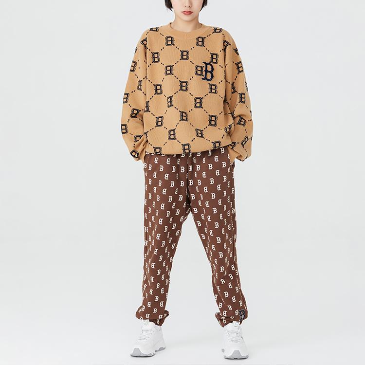 New MLB Old Flower Sweaters Unisex Beige Yellow 3AKPM0226-43BGS