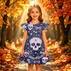 Kids Halloween Printed Dress with Sleeve Casual Party Dress for Girls