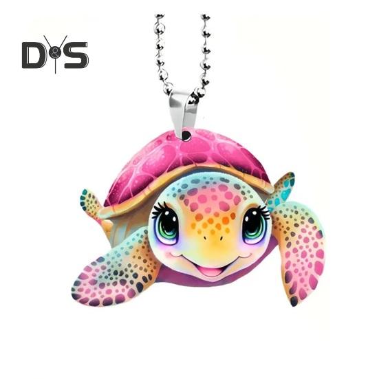 

Креативный красочный акриловый автомобильный кулон в виде черепахи, милый брелок с морской черепахой, подвеска с подвесной цепочкой, автомобильный брелок для интерьера