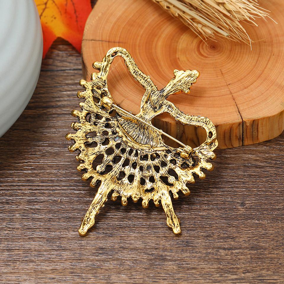 Vintage Ballet Girl Brooch With Rhinestones For Women Dance Accessories