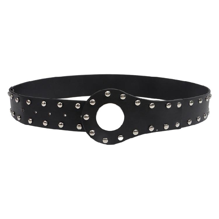 Alternative Fashion PU Leather Waist Belt Punk Rock Clothing Accessory Waist Girdle with Reinforced Metal Studs
