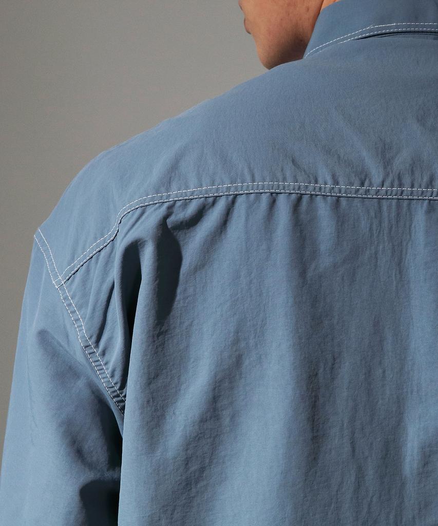 CODE I'M Two-Pocket Nylon Metal Oversized Shirt Blue