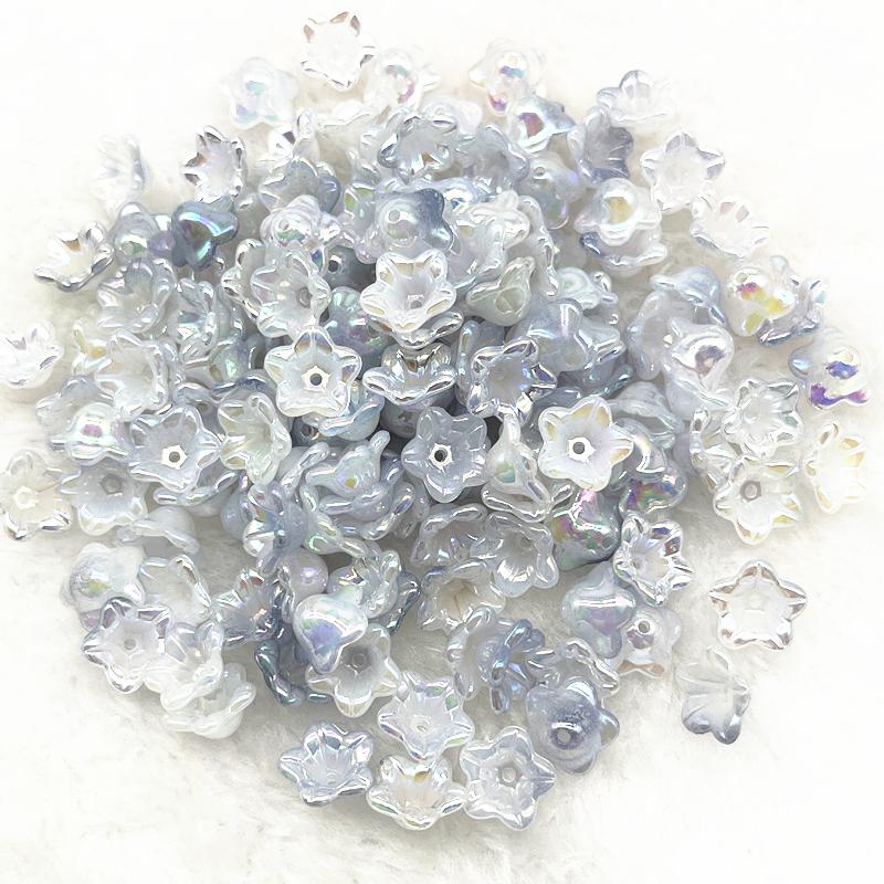 50pcs 7x13mm Gradual Change Acrylic Bellflower Beads Caps Jewelry Findings Charms Bracelets Spacer Beads for Jewelry Making