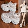 Thick-soled Dad Shoes Women's 2025 Autumn Hollow Hole Shoes Breathable Mesh Sandals Inner Height Increase Women's Shoes Hollow Mesh
