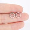 Stainless Steel Round Stud Earrings For Women Girl Gold Color Geometric Circle Fashion Ear Zircon Birthday Party Gift Wholesale