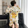 Boys Cotton Pajama Set Long Sleeve Thin Sleepwear Cartoon Print Hoodie Style Home Wear Kids 8