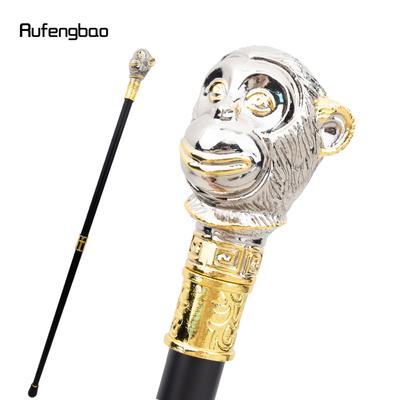 Bastón de Paseo de Moda Animal Mono Blanco Dorado Decorativo Cospaly Vintage Fiesta Bastón de Paseo de Moda Báculo 92cm