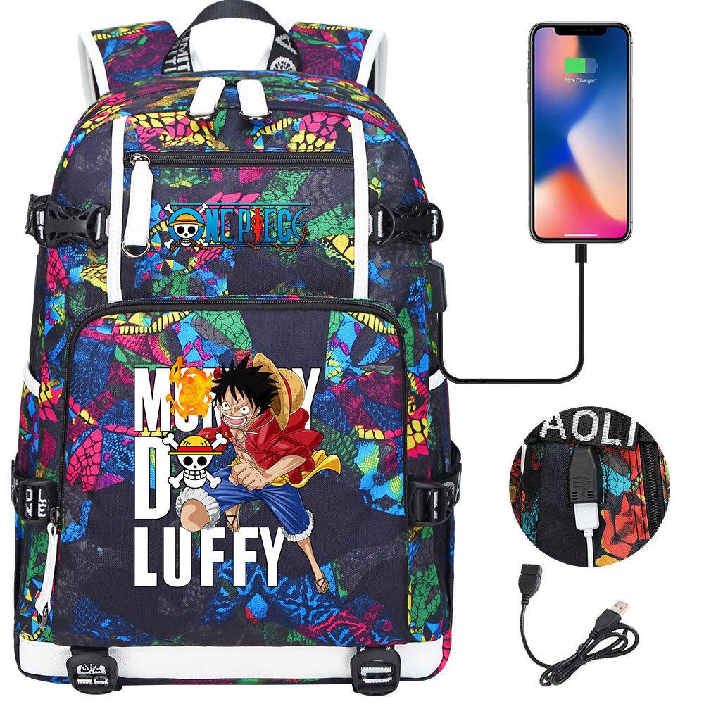 RiMan ONE PIECE Luffy Printed Teen Student School Bag Large Capacity Men's and Women's Leisure Travel Backpack