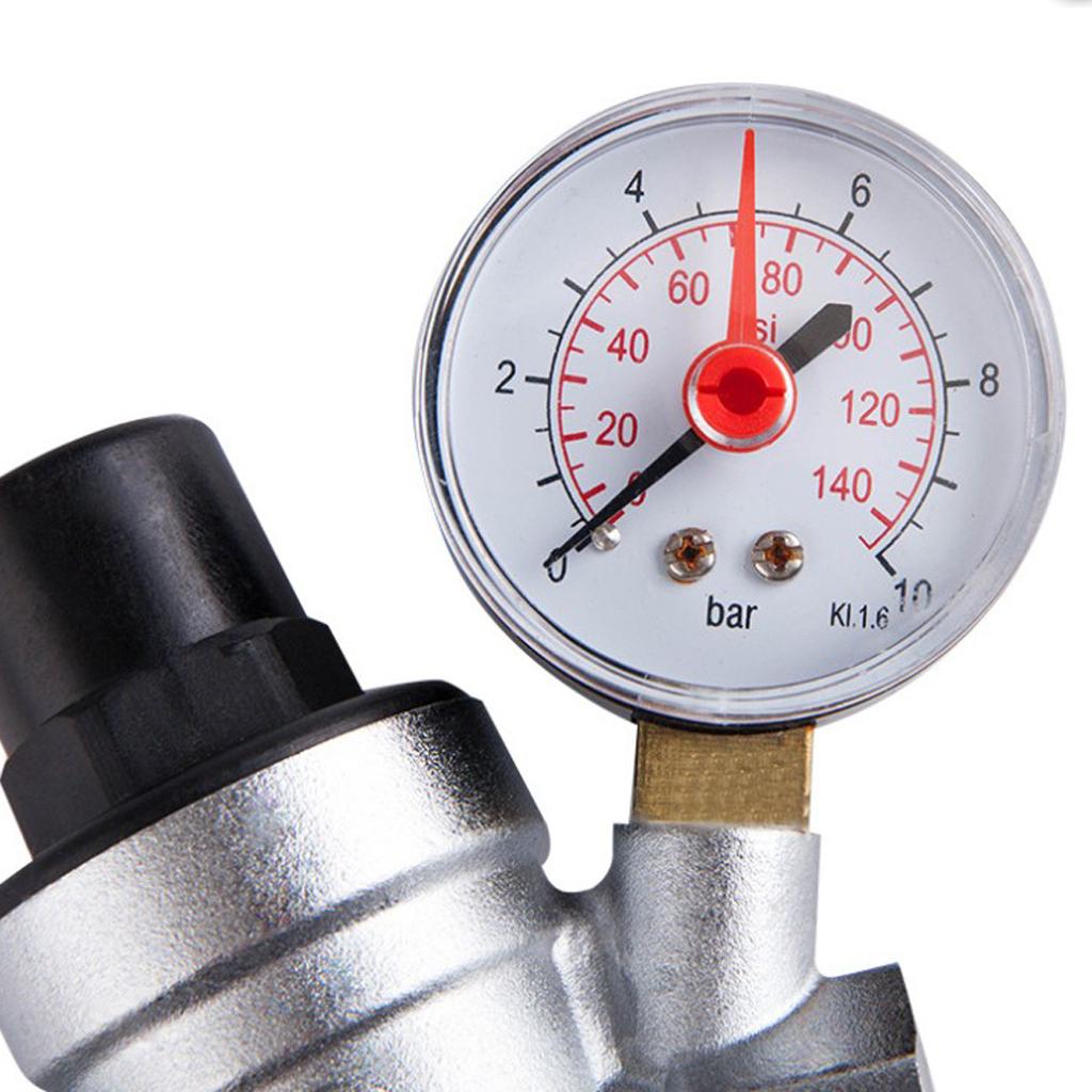 Water Regulator -, Lead Free Brass Adjustable RV Pressure Reducing with Pressure Gauge and Water Filter