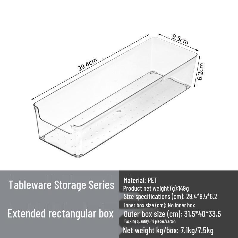 Transparent PET Storage Box for Books, Snacks, Fruits, Vegetables, and Kitchen Organization