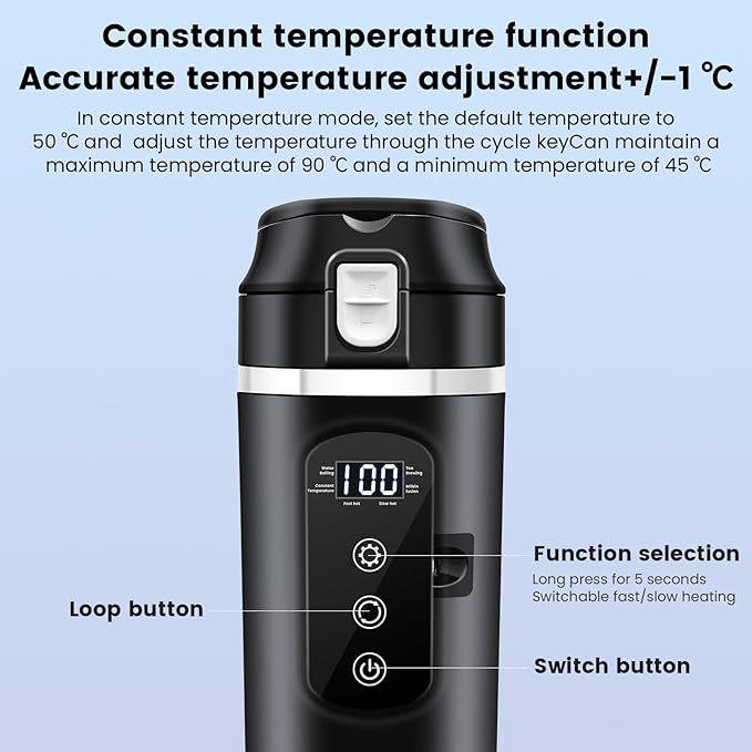 Universal 12V/24V 304 Stainless Steel Car Heating Mug 2024