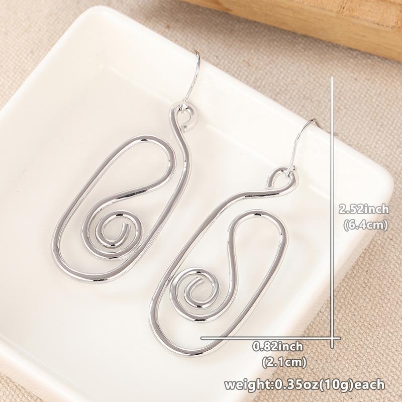 

Vintage Unique Silver Color Metal Geometry Carving Spiral Dangle Earrings for Women Jewelry срібний