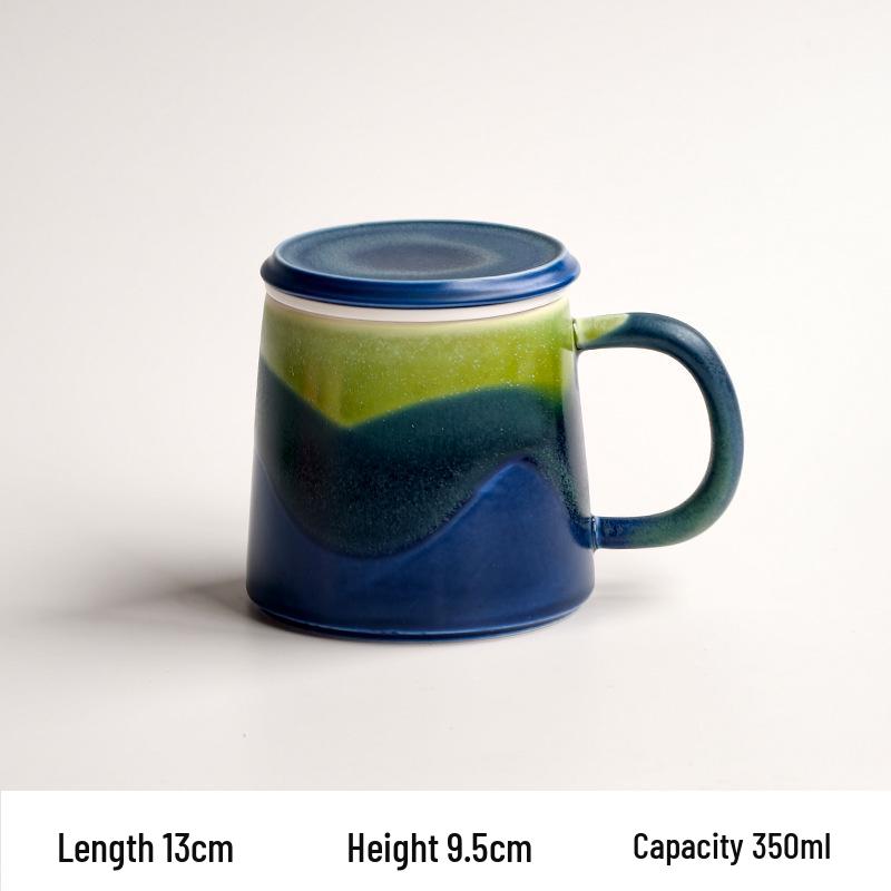 Gui Rong Kiln Change Mug: Ceramic Tea & Water Separator Coffee Cup Gift Set 350ML