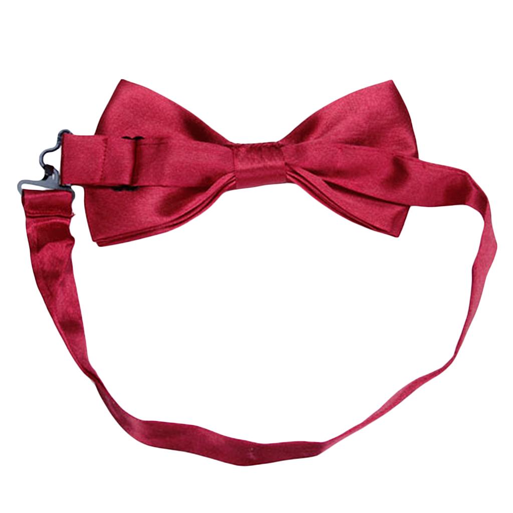 Men's Tuxedo Bow Tie Satin Pure Bowtie Party Wedding Wine Red