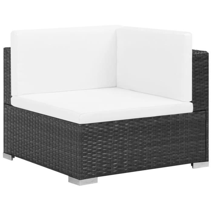 VidaXL Salon de jardin 7 pcs avec coussins Résine tressée Noir