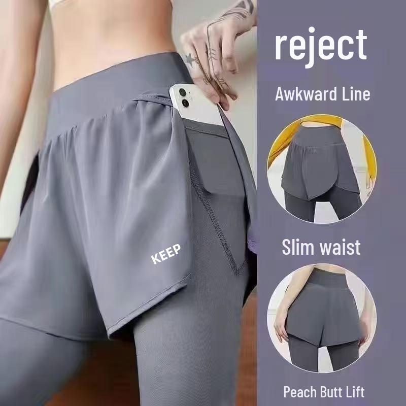 

Безшовні штани для йоги з високою посадкою - Підтягують стегна, Відчуття оголеності, Стиль з двох частин для жінок S (85-95 lbs)