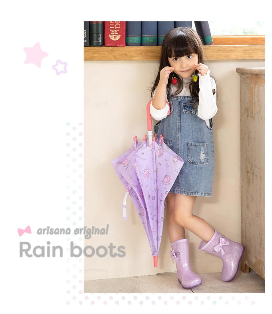 Rain Boots with Ribbon for 20cm [Arisana] Kids, Girls, Lavender,