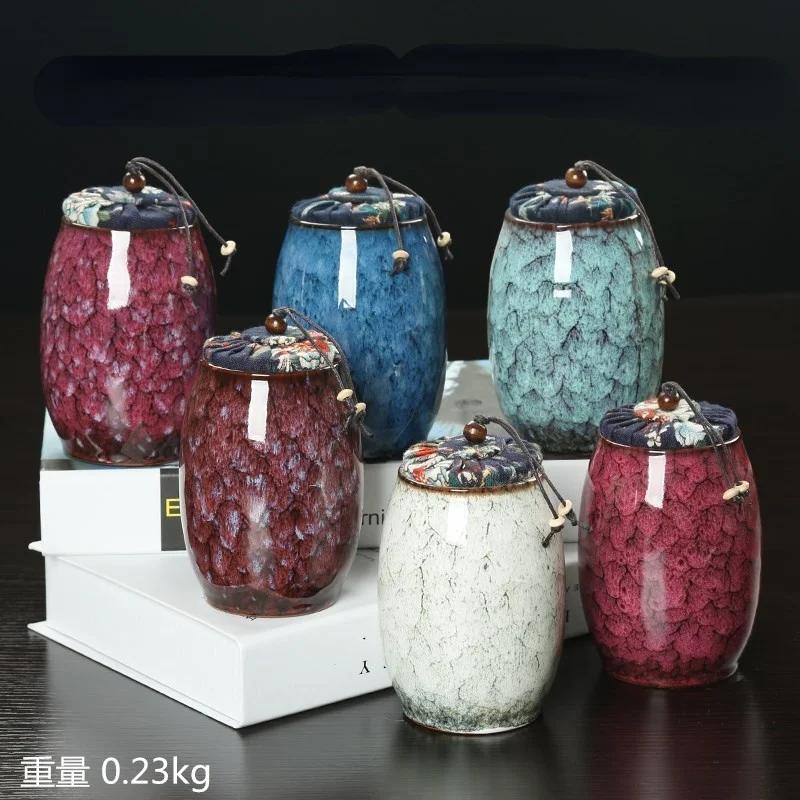 Color Kitchen Food Jar Mini Ceramic Medicine Jar Sealed Tea Caddy Desktop Decoration Gift Box Bottle Container Home Decoration