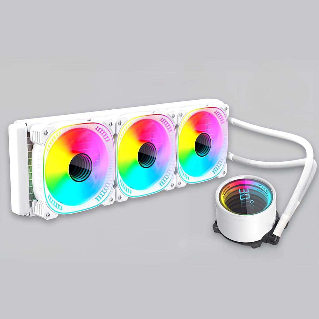 [Small Lab] COOLMOON All-in-One Liquid Cooler 360mm with Temperature Display, Infinity Mirror, ARGB LED, 5V 3-pin, Compatible with LGA17001200115X