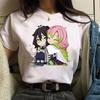 Funny Kanroji Mitsuri Iguro Obanai Cartoon Print T-Shirt Couple Casual Loose Short Sleeve Round Neck Harajuku Tops Clothing