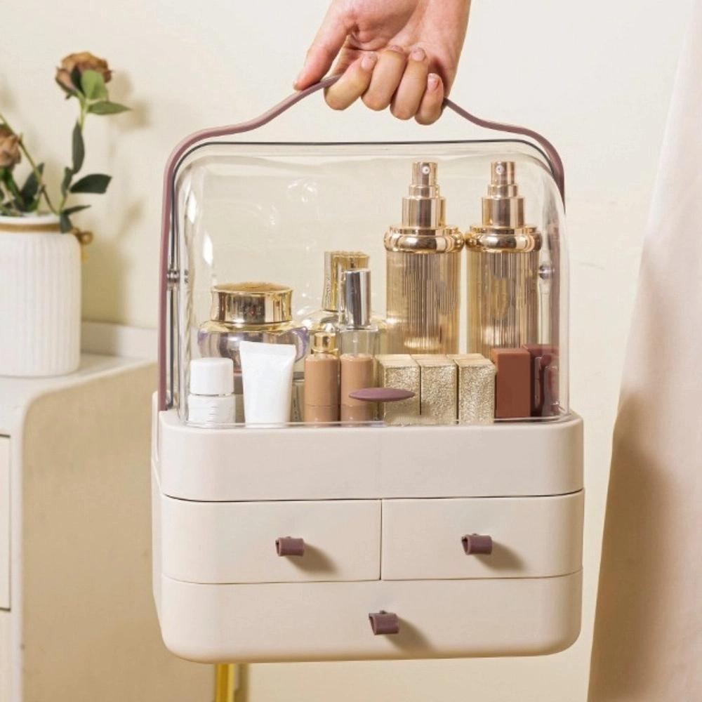 Dustproof Cosmetics Storage Box Multi-function Container Makeup Organizers Large Capacity with Cover Large Makeup Box Bathroom