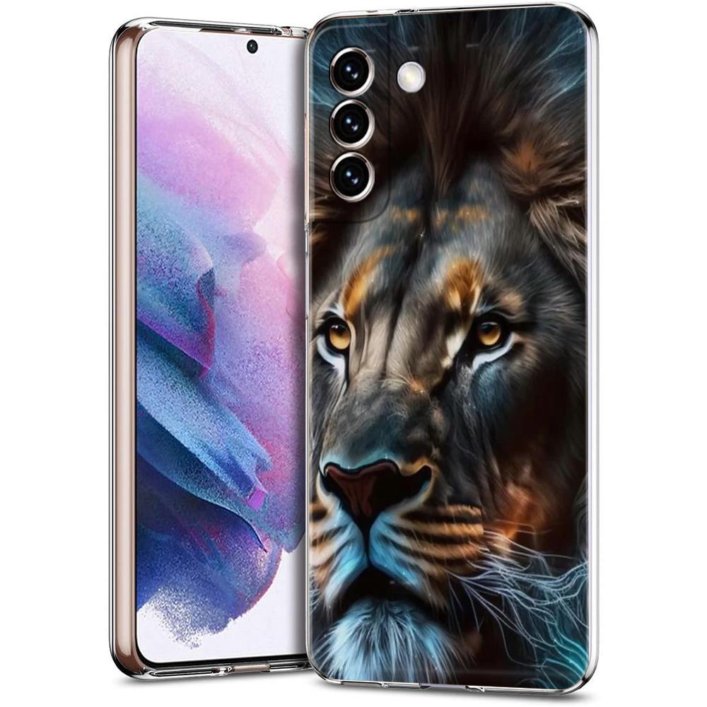 The Lion Phone Case for Samsung Galaxy S24 S23 S22 S20 S21 FE Ultra S24 S23 S10 S10E S9 S8 Plus 5G Transparent Shell Capas Bags