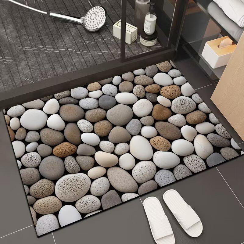 Nordic 3D Visual Stone Diatom Mud-Resistant Easy Clean Entrance Doormat