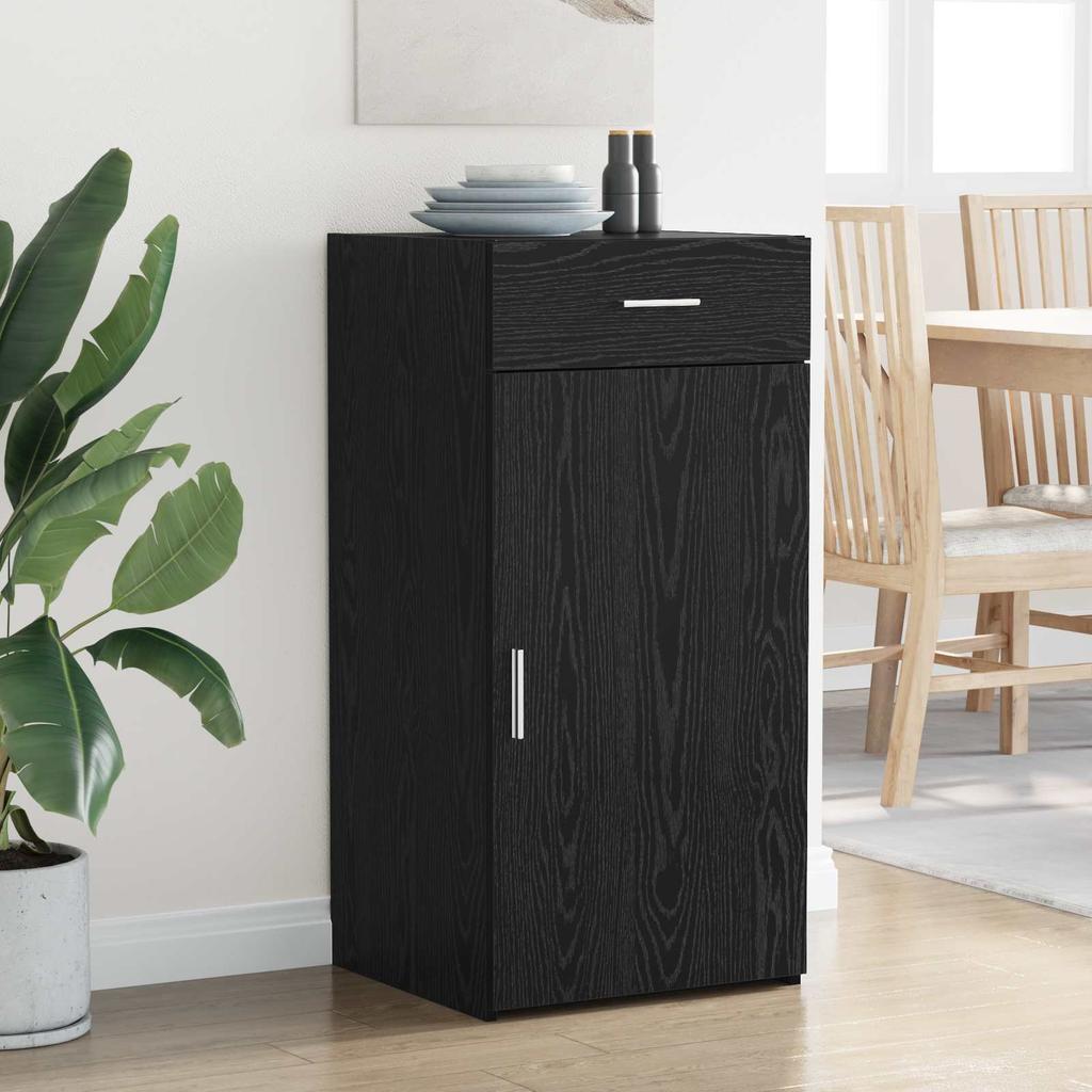 Sideboard Black Oak Effect 45 X 42.5 X 93 Cm Engineered Wood