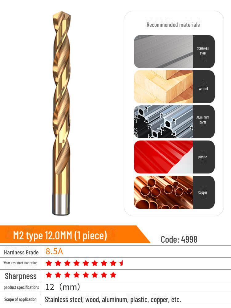 Huhao Cobalt Alloy Twist Drill Bit Set for Electric Hammer and Stainless Steel.