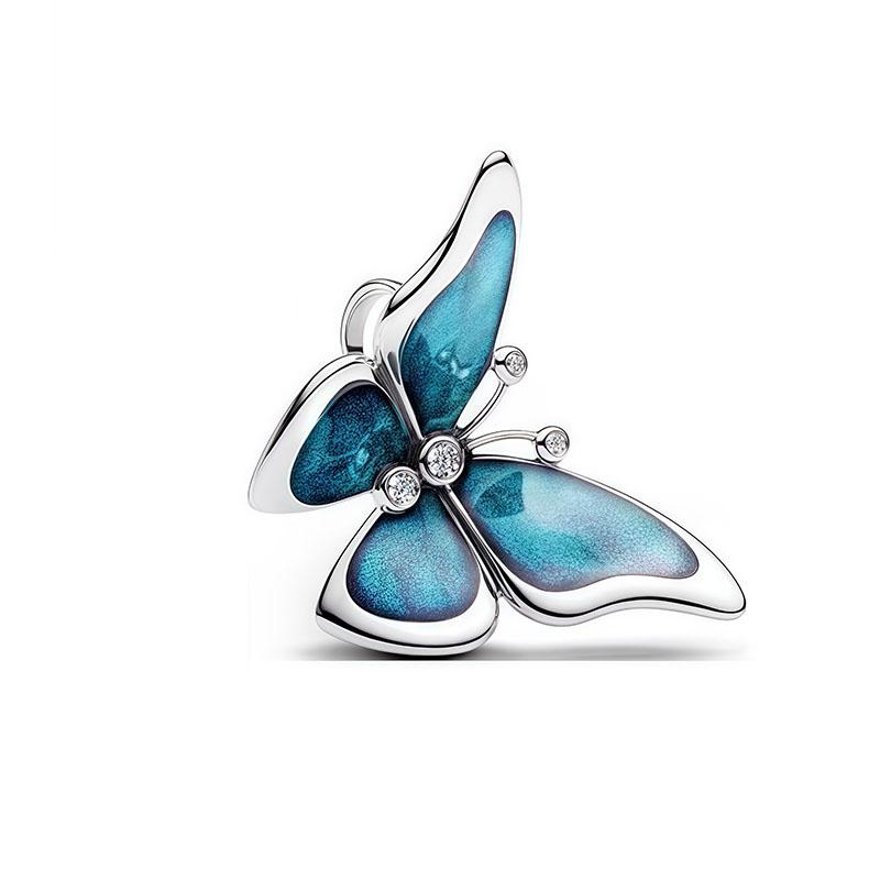 Newcopper Bead Charm Spring Series Sparkling Butterfly Dangle Charm Diy Fit Original Pand Bracelet Women Jewelry Gift