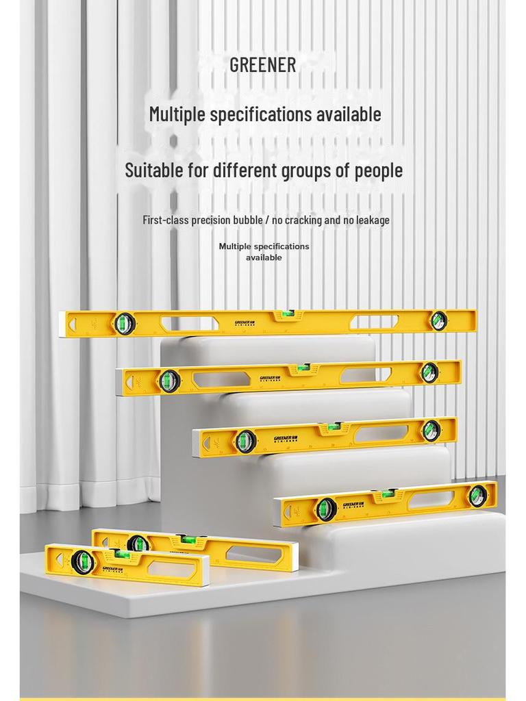 Green Forest High Precision Multifunctional Cast Aluminum Level Ruler for Household Decoration Measurements