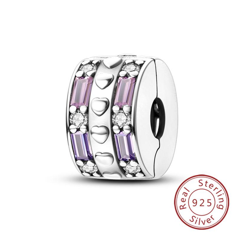 Fit Original Charms Beads Copper Clip Charms Zircon Silicone Spacer Beads For Bracelet Women Diy Gift Party