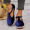 Spring and Autumn New Large Size Thick-soled Round Head Shallow Mouth Buckle Comfortable Single Shoes Women