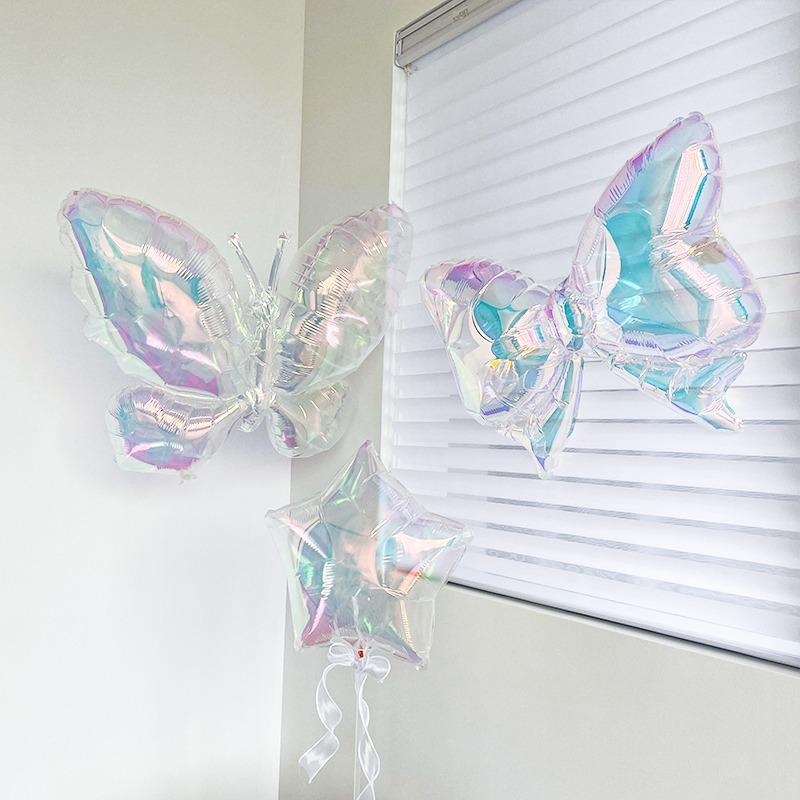 Laser, Colorful Butterfly, Heart-shaped Cake, Balloon, Birthday Party, Photo Props, Decorations, Background Wall Arrangement