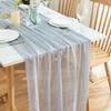 Long Vintage Table Runners Seersucker 300cm Cheesecloth Table Setting Boho Rustic Country Gauze Tablecloth Home