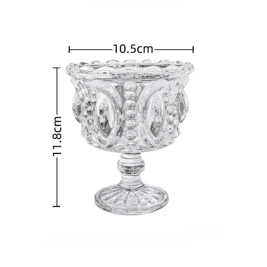 Dessert Cups Glasses High Footed Cups Palace Style Home Decor Nordic Relief Drinkware Ice Cream Bird's Nest Cups Cake Containers