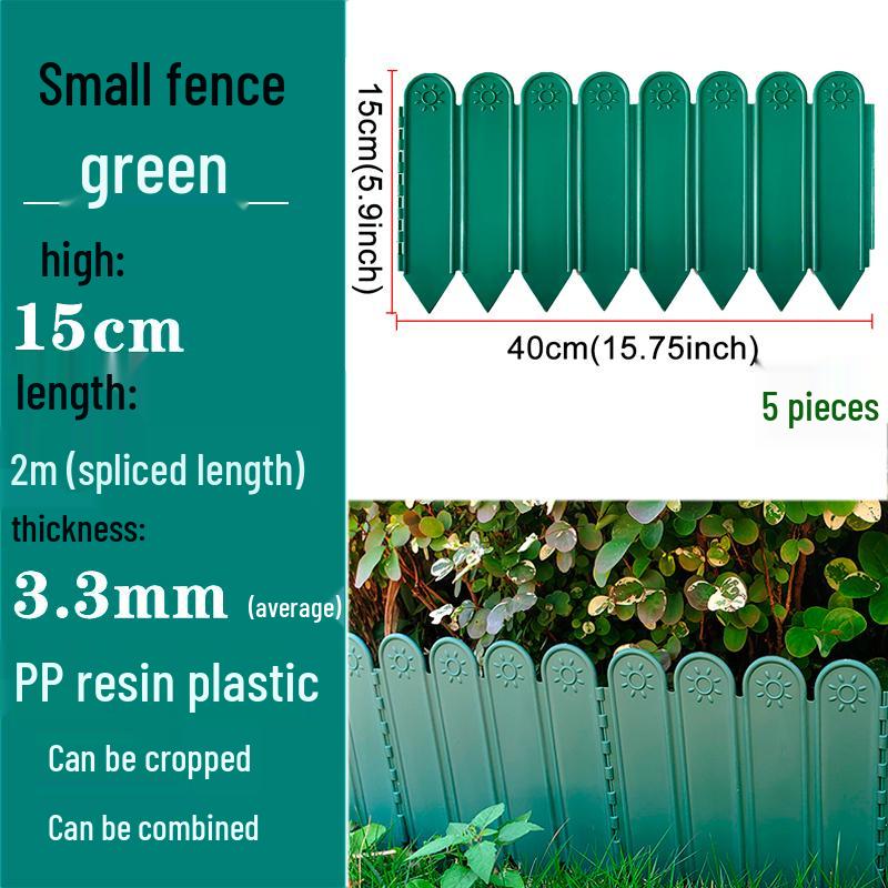 Plastic Garden and Flower Bed Edging Fence: Small Railing for Vegetable Gardens and Lawns