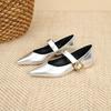 2008-8 Niche Fashion Flat Mary Jane Shoes Single Shoes New Xiaoxiangfeng One-word Buckle Pointed Bottom Heel Single Shoes
