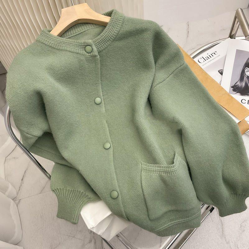 

Женский весенний вязаный кардиган-пальто с рукавами-фонариками Other