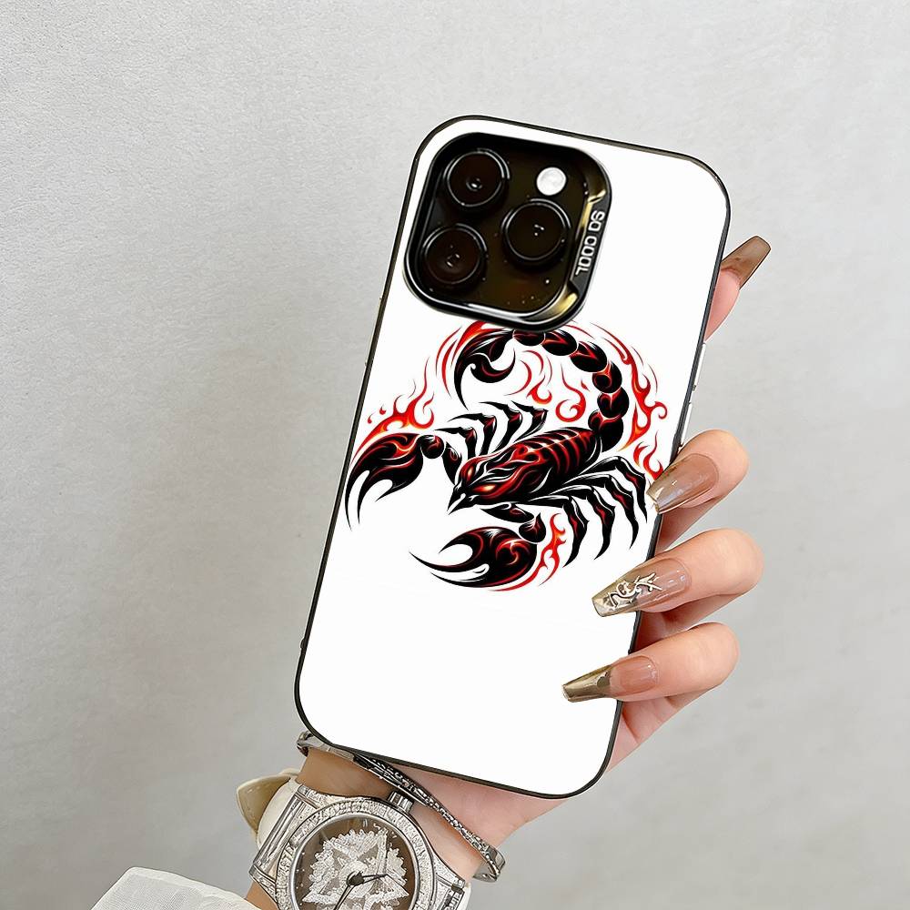 

Чехол для телефона Тотем Скорпиона для iPhone 17,16,15,14,13,12,11 Plus,Pro Max,XS, Цветной Серебряный Чехол для телефона Funda Cover iPhone12