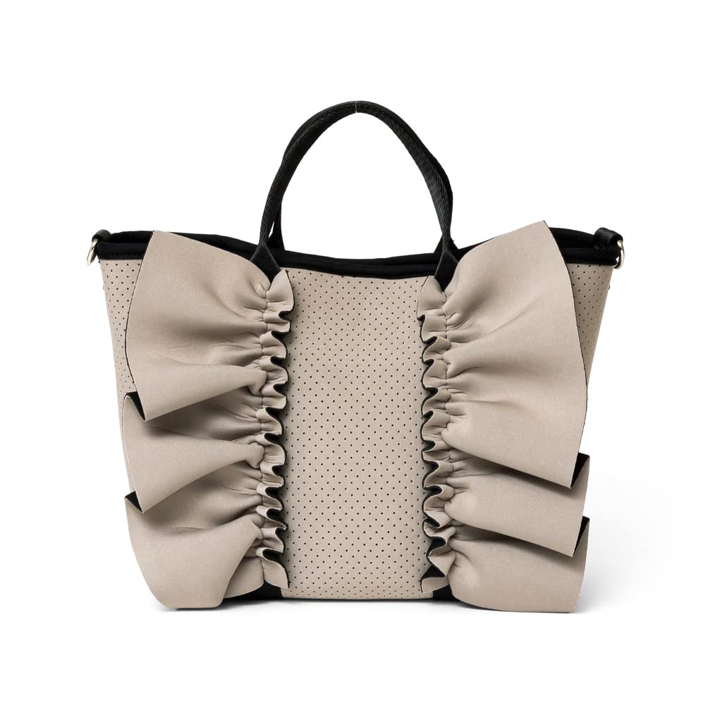 

Vita Felice Neoprene Frill Tote Bag for Women [VITAFELICE] 2-way ubb-sp-0239 (Gray Beige)
