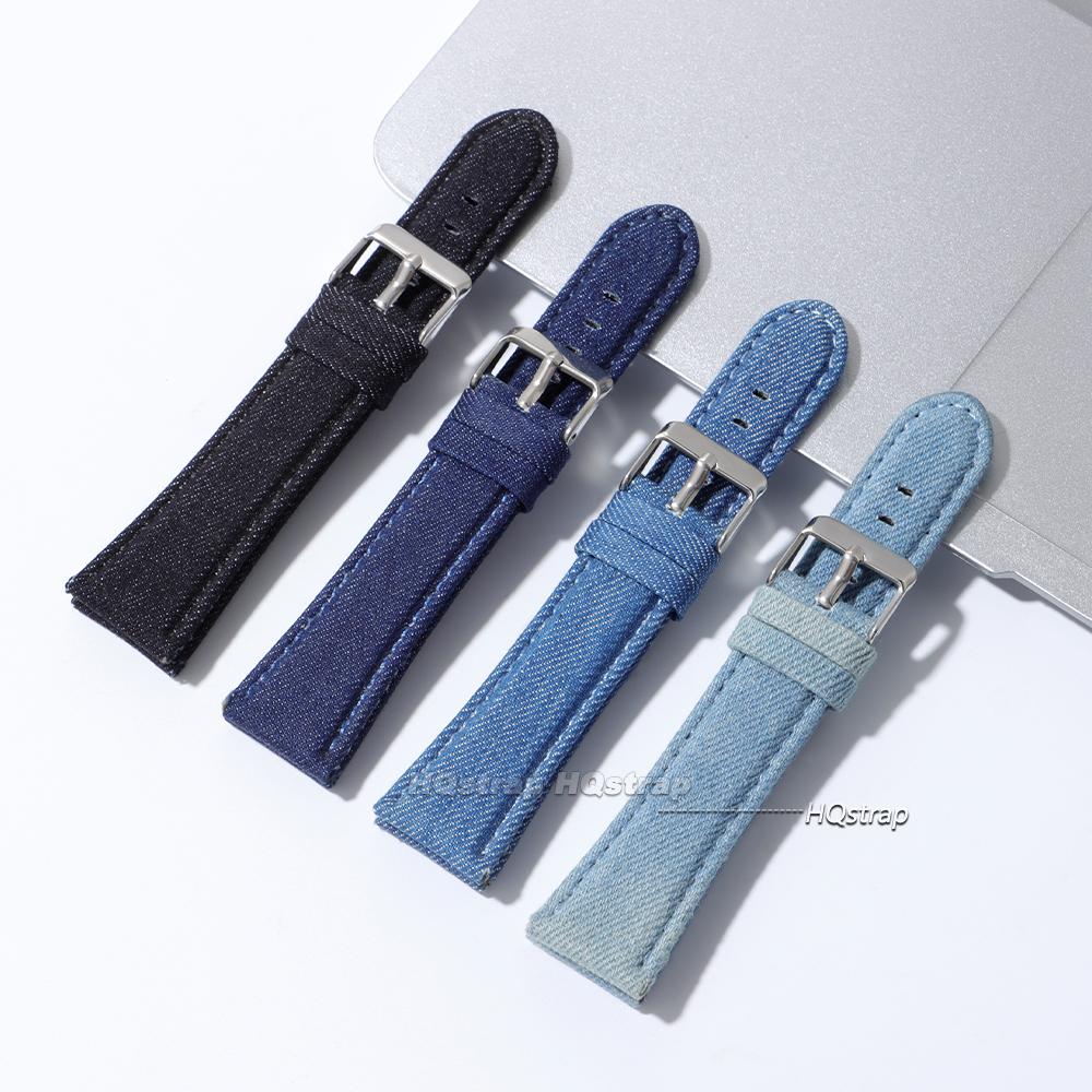 Cinturino per Orologio di Alta Qualità Stile Retro 22mm 24mm Tessuto di Jeans Cinghie per Orologio in Nylon Nero Azzurro Chiaro per Orologi da Uomo Donna Accessori
