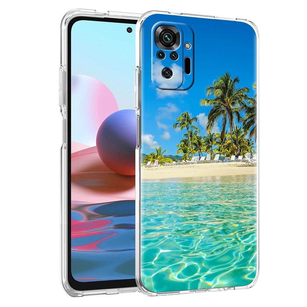 Soft Clear Case For Xiaomi Redmi Note 10 9 8 Pro 9S 10S 8T 9A 9C K40 7 9T 8A Shockproof Phone Cover Summer Vacation Beach Fundas